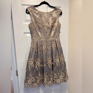 Eliza J Gold Floral Midi Dress